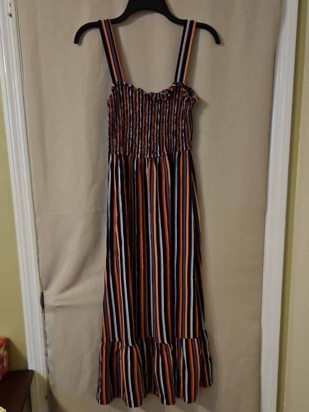 Universal Thread Striped Maxi Dress in Navy, Orange, White, and Cream